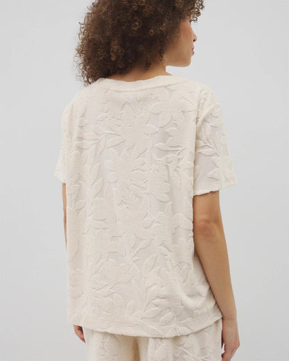 Jacquard Terry Short Sleeve Top - PARCHMENT | Soma Women