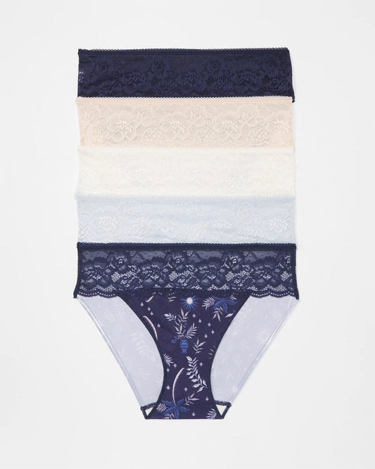 Edge Hipster Panty with Lace 5 Pack - BOTANICAL TILE MULTI PACK | Soma Women