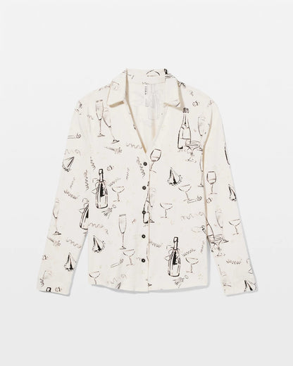 Long-Sleeve Notch Collar Pajama Top - FIZZ THE SEASON FOIL | Soma Women