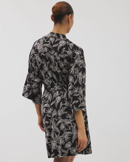 Short Robe - PLUMERIA BLOOMS BLK CH | Soma Women