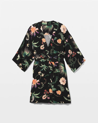 Short Robe - PARADISE PLUMES BLACK | Soma Women
