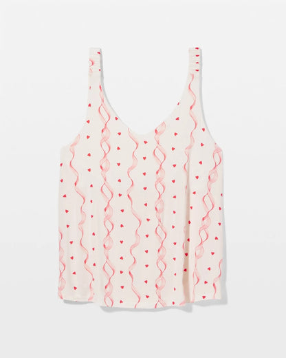 Shirred Strap Pajama Tank - COQUETTE VALENTINE CHAMP | Soma Women