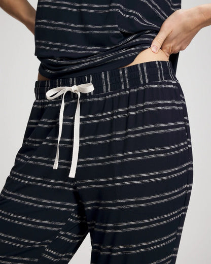 Banded Ankle Pajama Pant - BOHO STRIPE NAVY | Soma Women