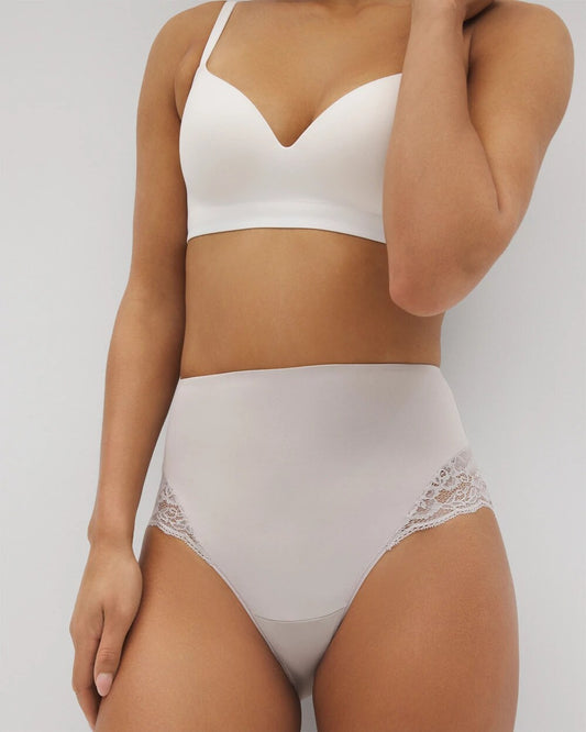 Tummy High-Waist Brief Panty with Lace - GRAY GLASS | Soma Women