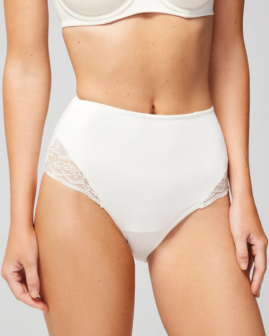 High-Waist Brief Panty with Lace - IVORY | Soma Women