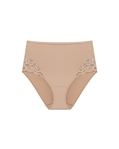 High-Waist Brief Panty with Lace - WARM AMBER | Soma Women