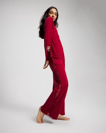 Lace Long Sleeve Pajama Top - PAINT THE TOWN RED | Soma Women