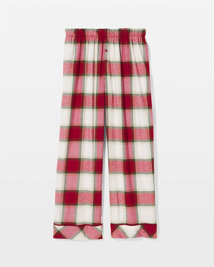 Velvet Piped Relaxed Pajama Pant - WINTER PLAID RED | Soma Women