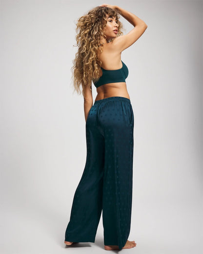 Jacquard Dot Satin Relaxed Pant - DRAMA DOTS DARK HARBOUR | Soma Women