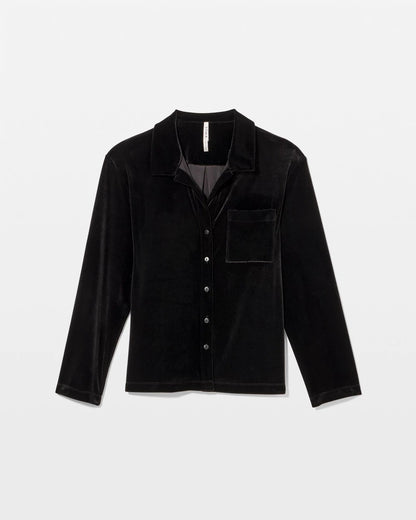 Velvet Long Sleeve Notch Collar Pajama Top - BLACK | Soma Women