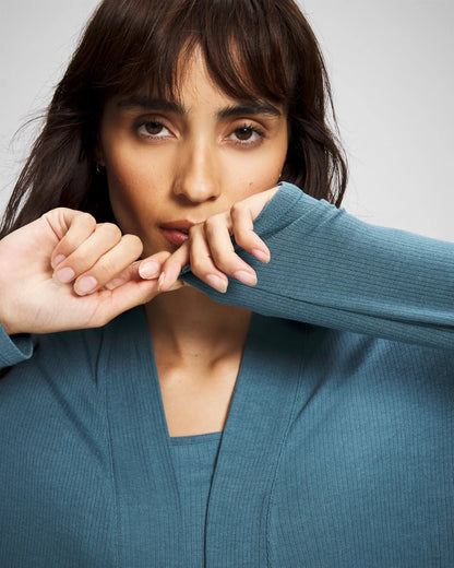 Lightweight Rib Knit Long Sleeve Wrap - TAPESTRY | Soma Women