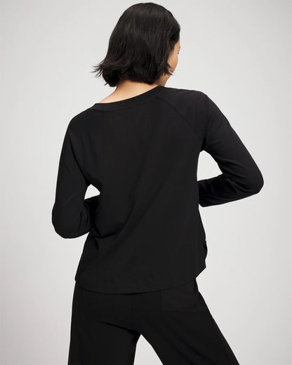 Most Loved Cotton Long Sleeve Pajama Tee - BLACK | Soma Women
