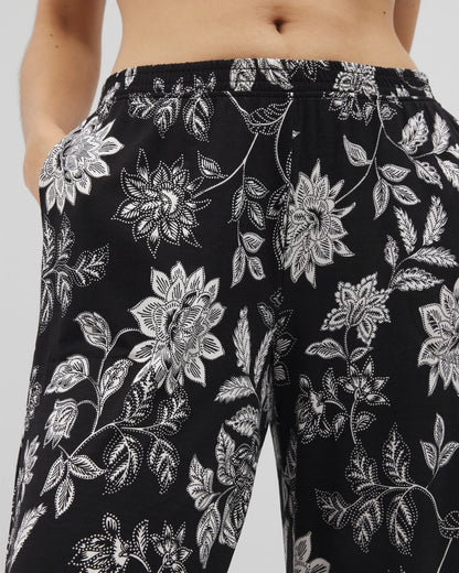 Cropped Pajama Pants - MEANDERING GARDEN BLACK | Soma Women