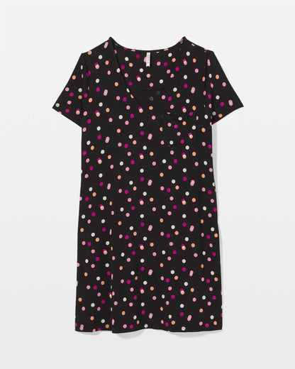 Short Sleeve Sleepshirt - DANCING DOTS BLACK | Soma Women