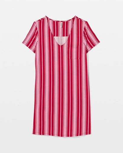 Short Sleeve Sleepshirt - SLEIGHBELL STRIPE RED | Soma Women