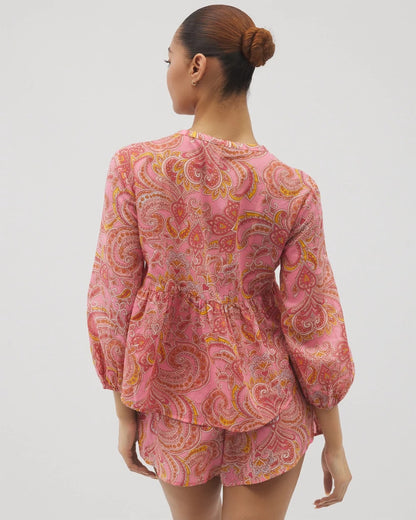 Cotton Voile Long Sleeve Pajama Top - SHOW OFF PAISLEY P GUAVA | Soma Women