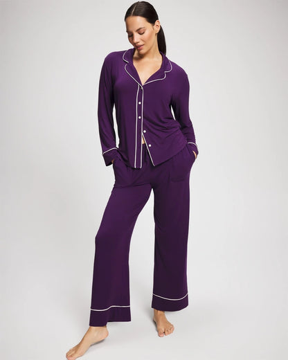Solid Piped Pajama Pant - BLACKBERRY | Soma Women