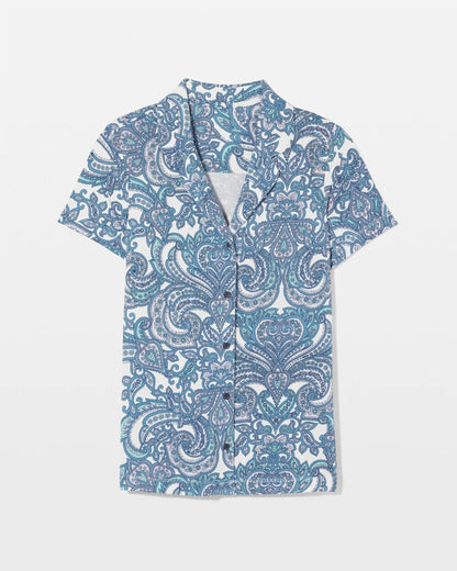 Short Sleeve Notch Collar Pajama Top - SHOW OFF PAISLEY COCONUT | Soma Women