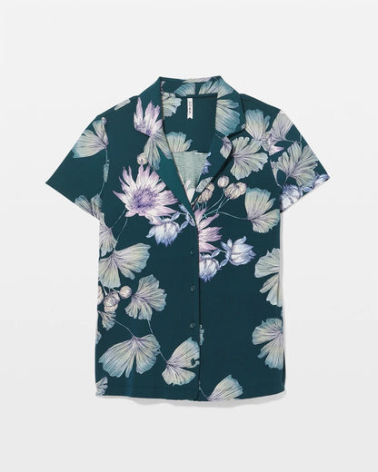 Short Sleeve Notch Collar Pajama Top - HAVEN BOTANICAL DARK SEA | Soma Women