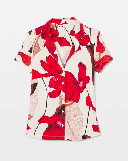 Short Sleeve Notch Collar Pajama Top - TROPIC LIKE ITS HOT WS | Soma Women
