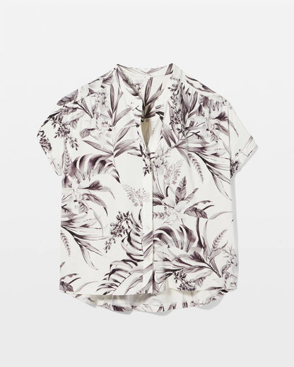 Short-Sleeve Button-Front Pajama Top - PALM PERFECT CHAMPAGNE | Soma Women