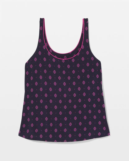Pajama Tank With Piping - GEO FLEUR NAVY | Soma Women