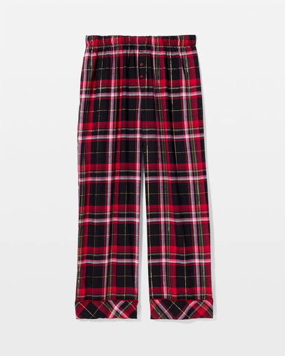 Velvet Piped Relaxed Pajama Pant - MAD FOR PLAID BLACK | Soma Women