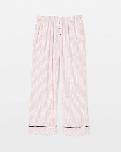 Velvet Piped Relaxed Pajama Pant - STOCKING STRIPE VERT PINK | Soma Women