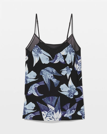 Mesh Trim Pajama Cami - WHIMSICAL WINGS BLK MID | Soma Women