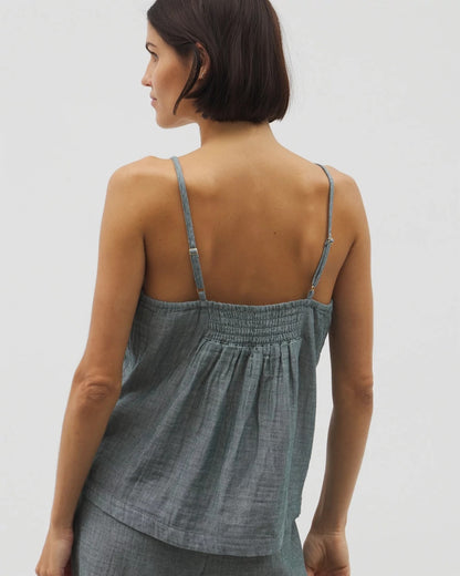 Cotton Gauze Pajama Cami - DARK SEA CROSSDYE | Soma Women