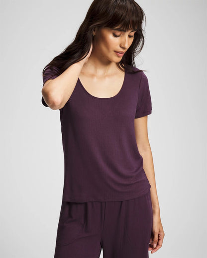 Lightweight Rib Knit Short Sleeve Pajama Tee - PLUM PERFECT | Soma Women