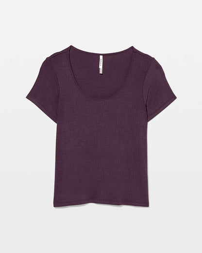 Lightweight Rib Knit Short Sleeve Pajama Tee - PLUM PERFECT | Soma Women