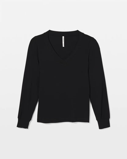 Long-Sleeve V-Neck Pajama Top - BLACK | Soma Women