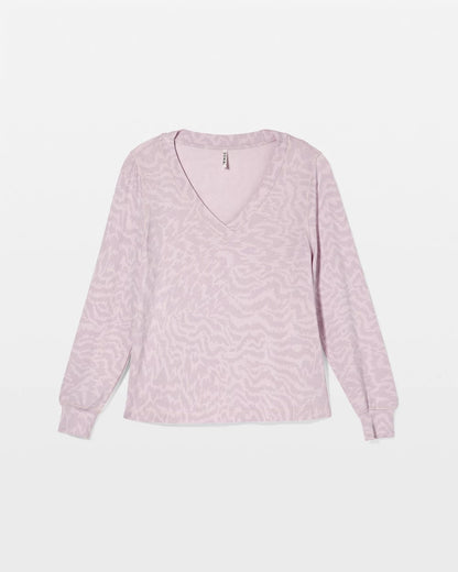 Long-Sleeve V-Neck Pajama Top - CANT BE TAMED LILAC | Soma Women