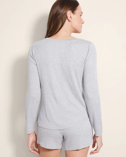 Long-Sleeve Pajama Henley - HEATHER OPAL GRAY | Soma Women