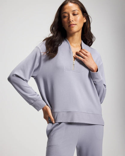 Ultrasoft Fleece Quarter Zip Sweatshirt - PERFECT SKY | Soma Women