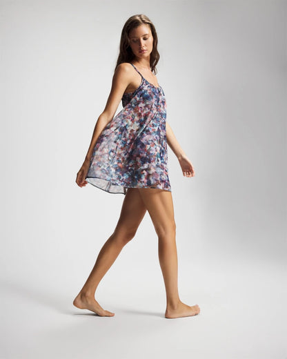 Mesh Ruched Chemise - PETAL MOSAIC PETROL | Soma Women